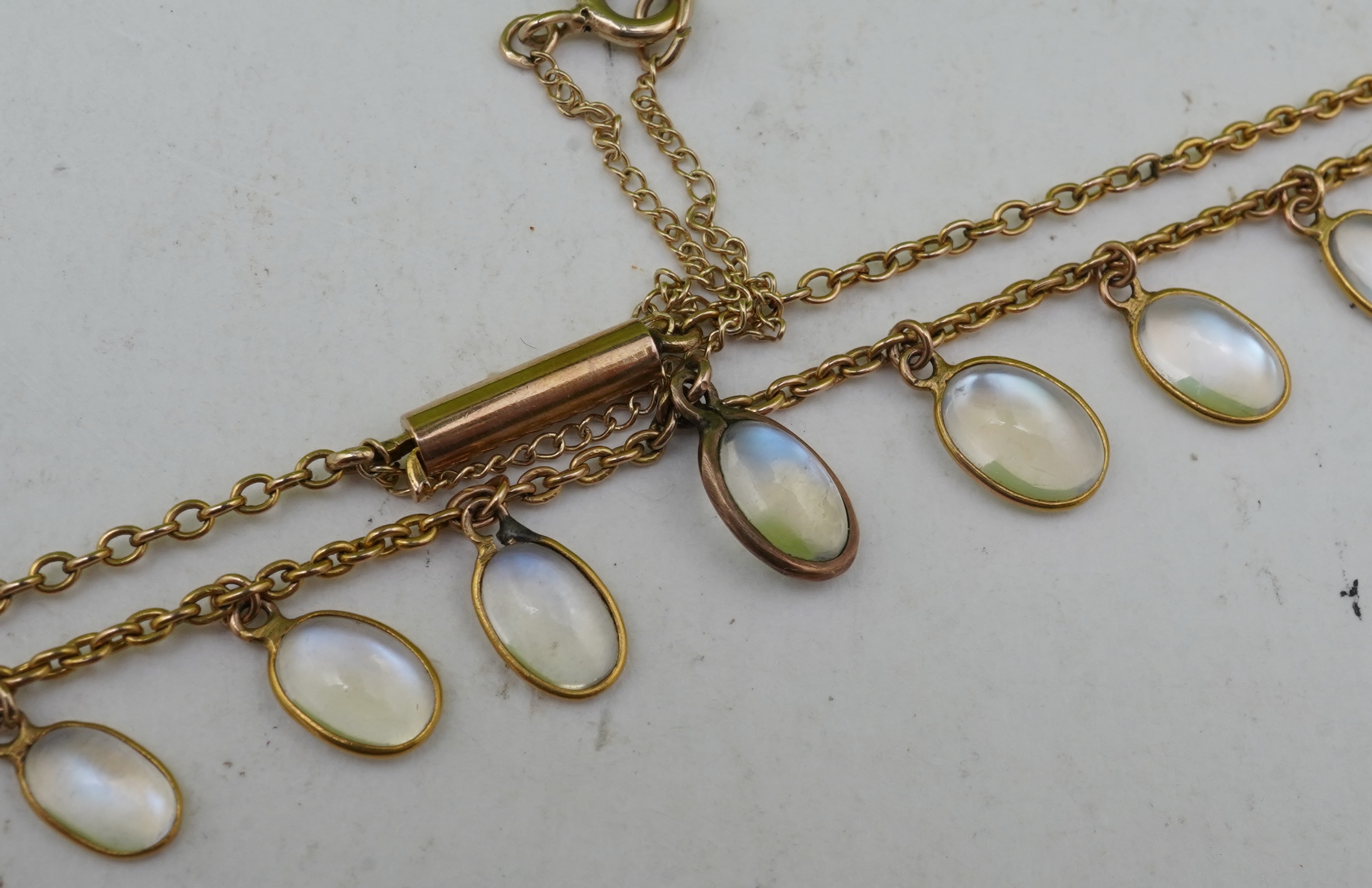 A moonstone necklace and bracelet, 19th century and later